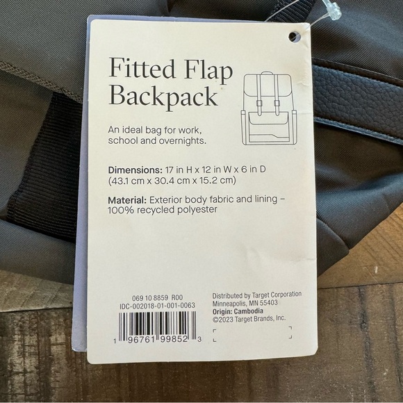 Open Story Fitted Flap Backpack Gray Laptop Sleeve Travel Water Resistant NWT - Picture 2 of 11